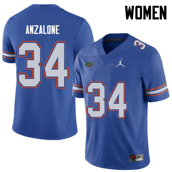Jordan Brand Women #34 Alex Anzalone Florida Gators College Football Jerseys Sale-Royal - Click Image to Close